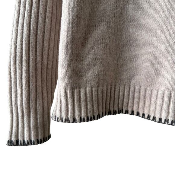 Joie Mock Neck Hand Finished Edge Sweater, Size XS, Oatmeal - Picture 5 of 9